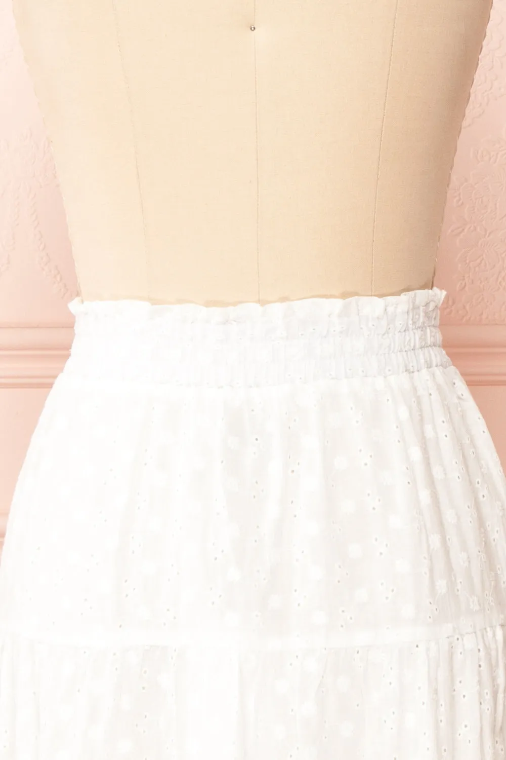 Teresinha | White Embroidered Midi Skirt