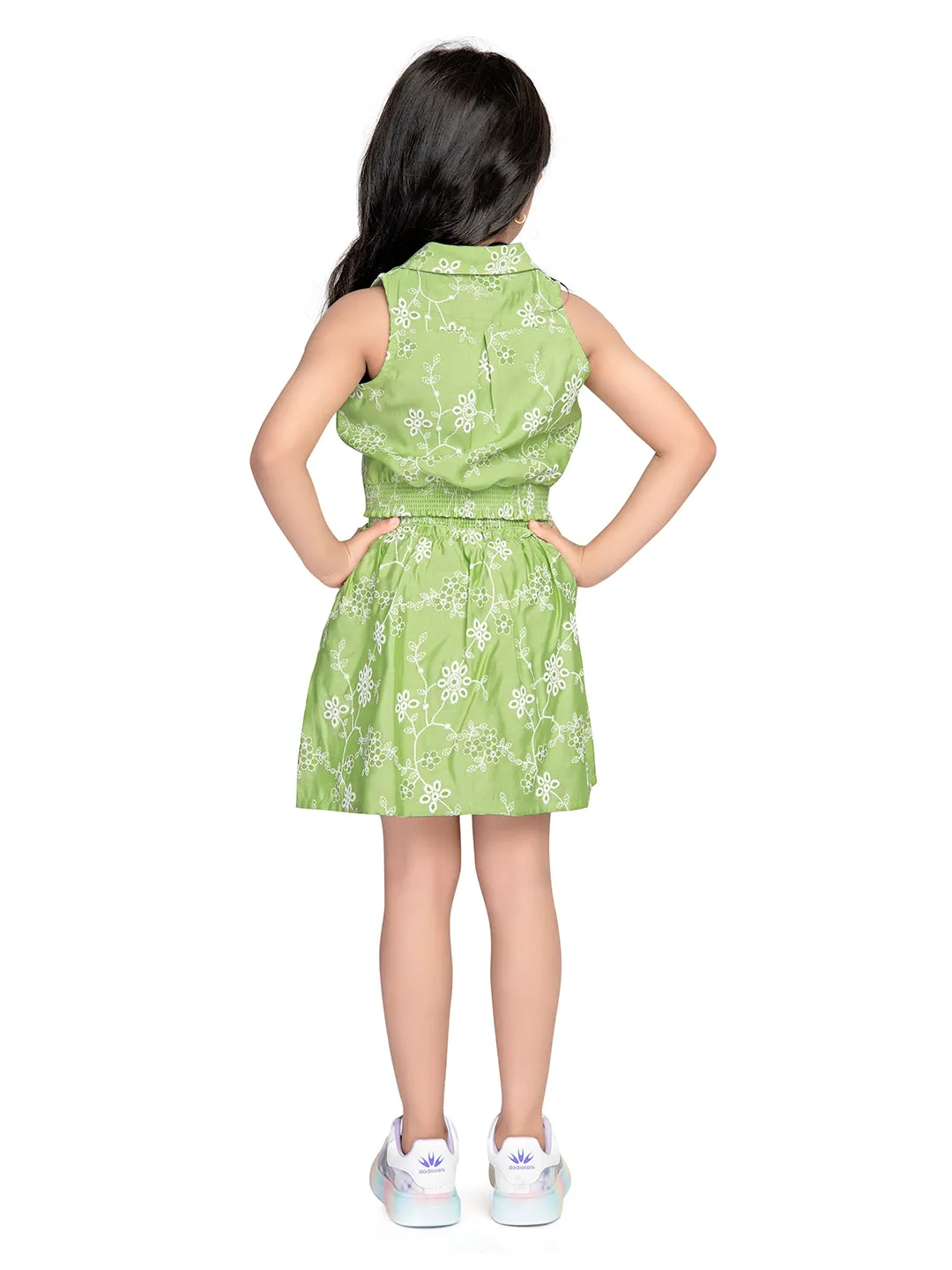 Tiny Baby Pista Green Colored Skirt Set