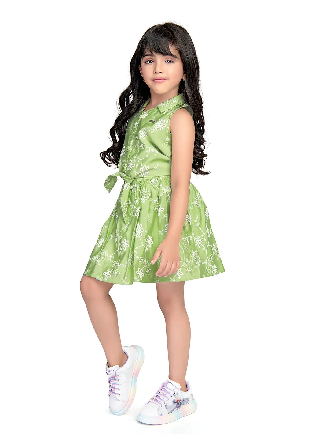 Tiny Baby Pista Green Colored Skirt Set