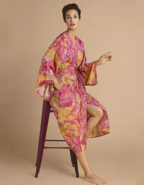 Tropical Toile Kimono Pineapple & Raspberry