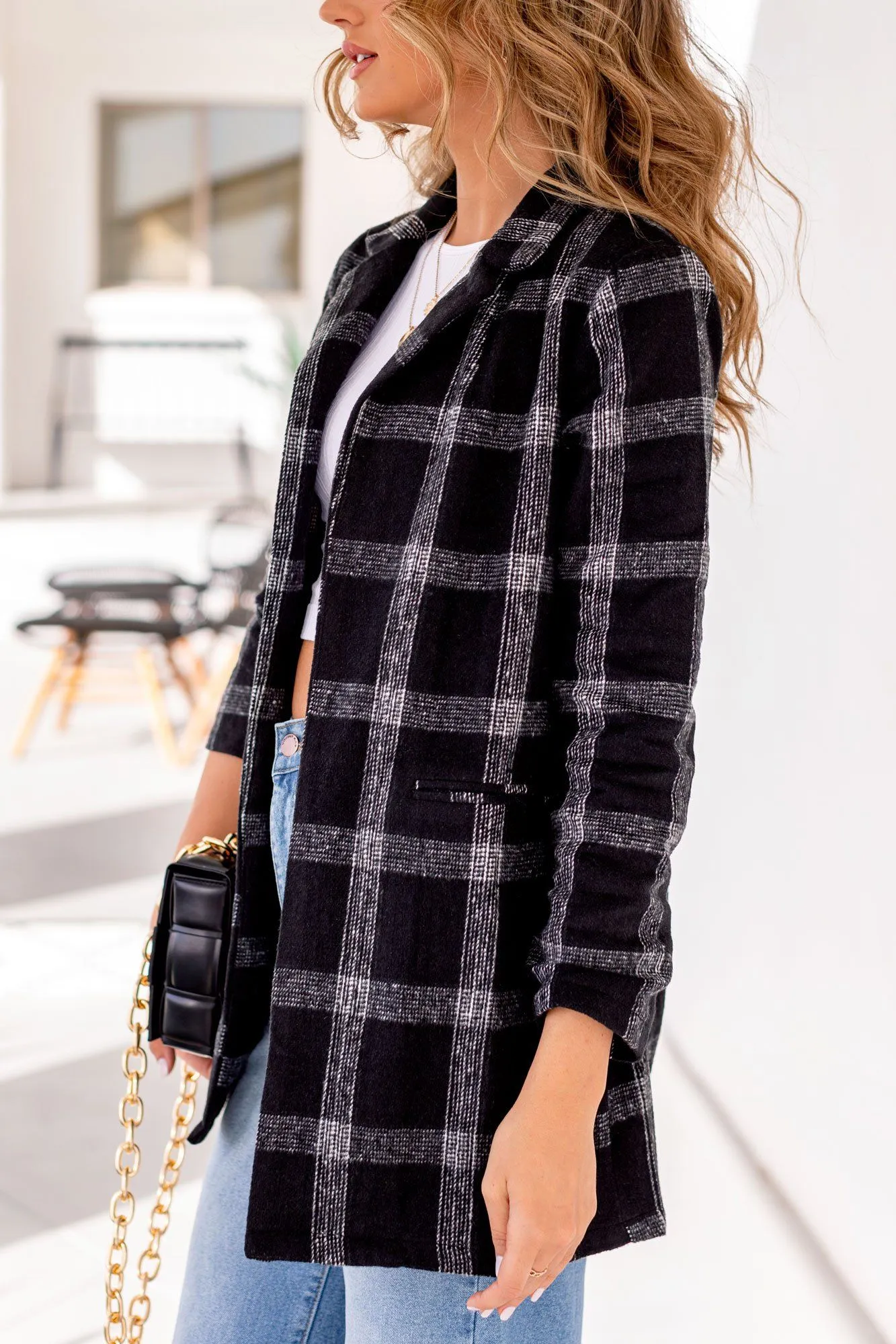 Vera Black Plaid Blazer