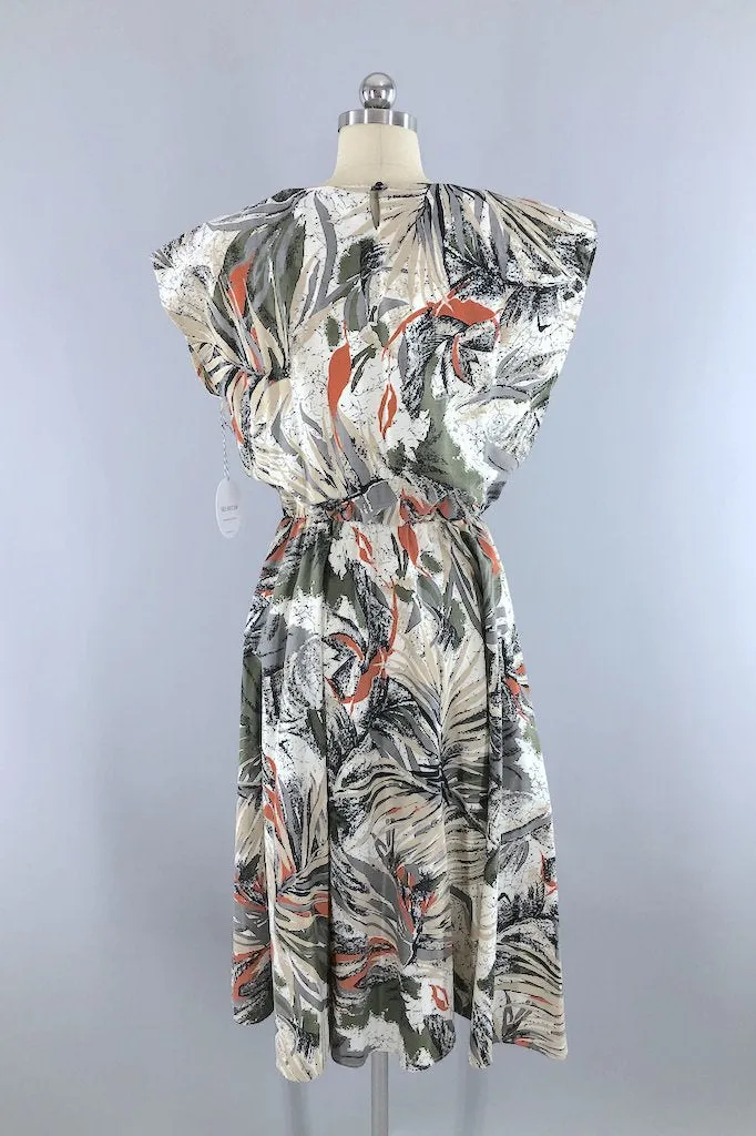 Vintage Tropical Print Dress