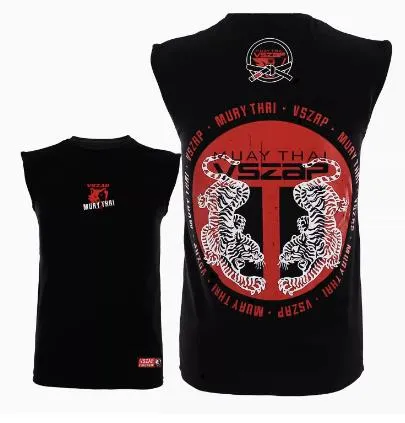 Vszap VTT024 Muay Thai Boxing Vest Tank Top S-4XL Black