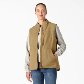 Women's Fleece Lined Duck Canvas Vest - Rinsed Nubuck