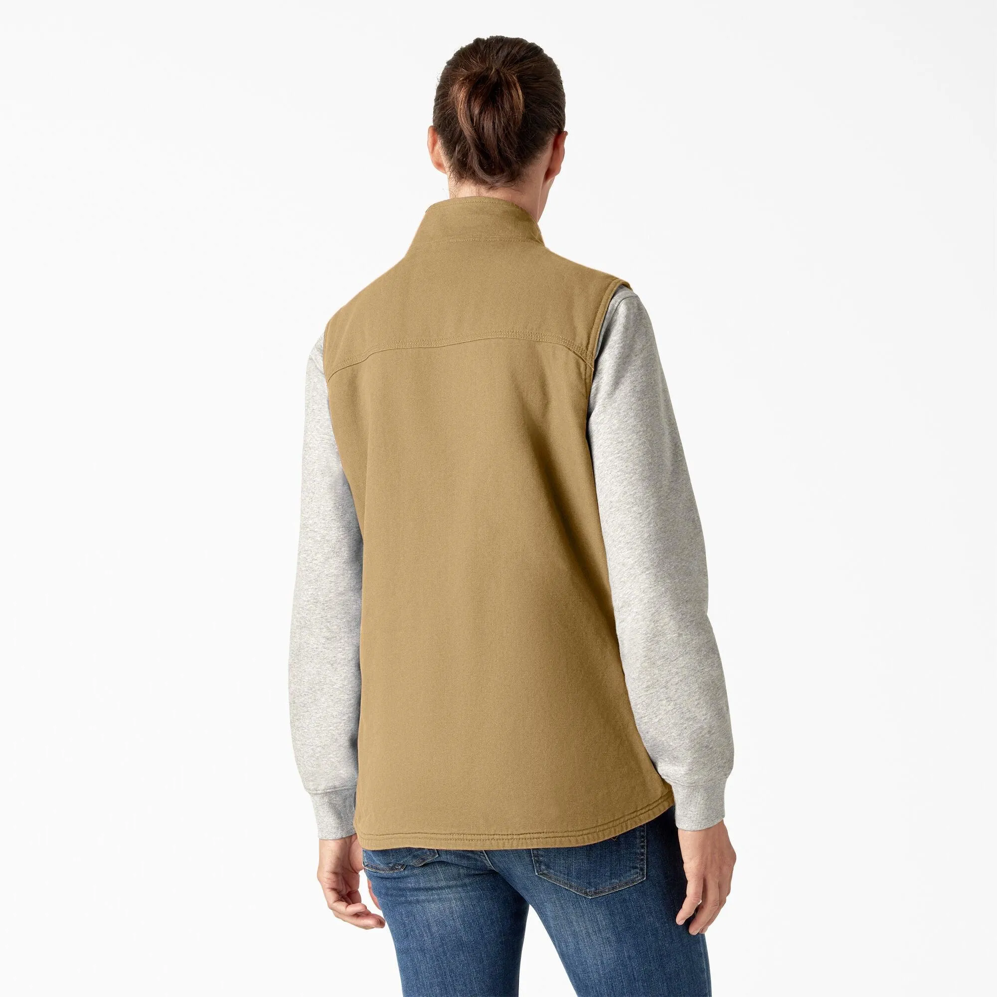 Women's Fleece Lined Duck Canvas Vest - Rinsed Nubuck