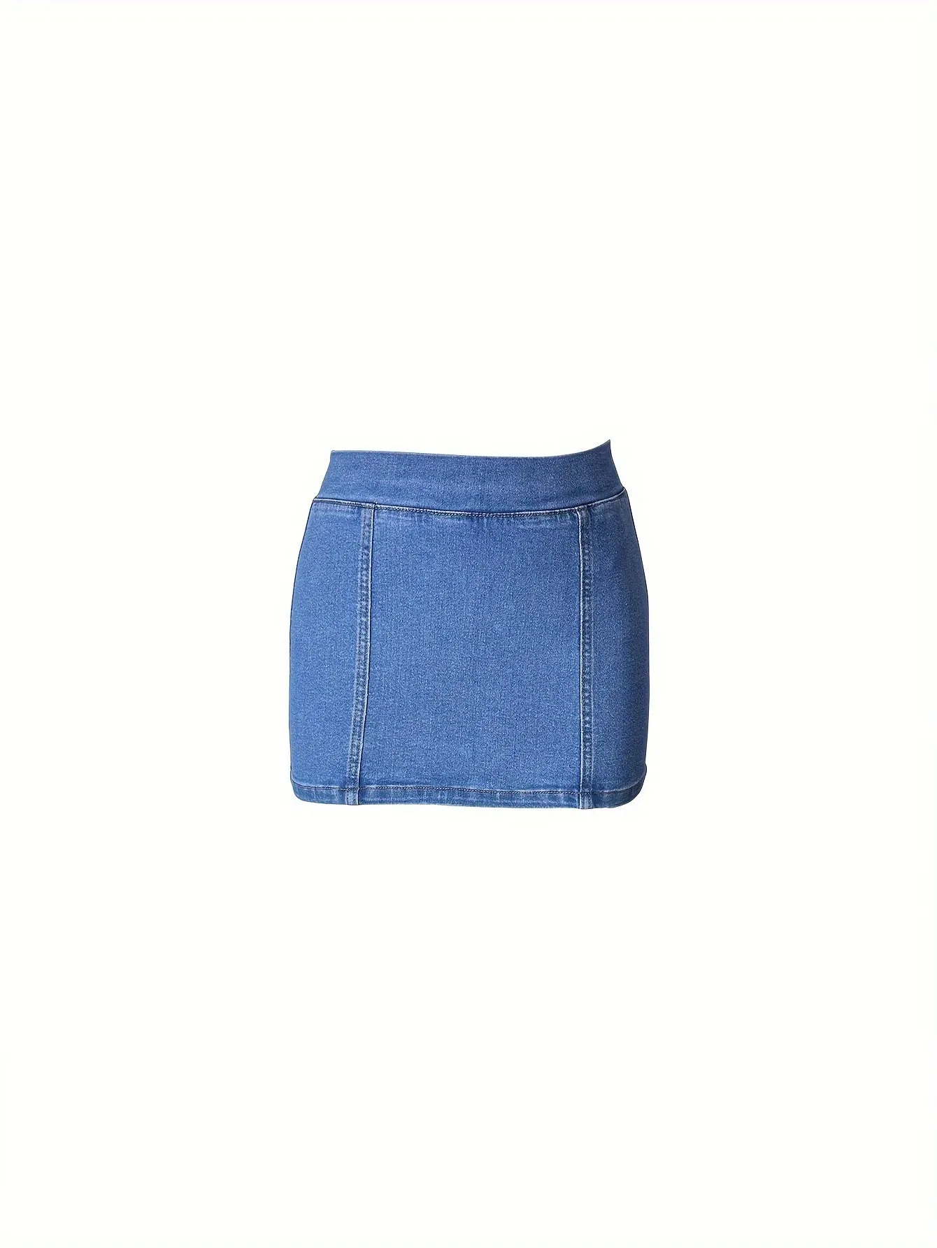 Women's Sexy Denim Skirt, Plain Washed Blue Mini Zipper Denim Skirt, Women's Denim Jeans & Clothing