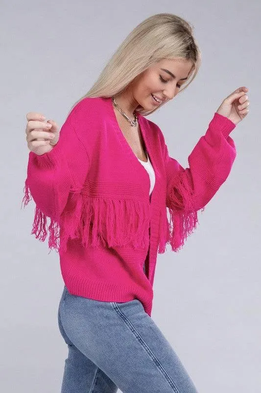 Women's tassle open cardigan