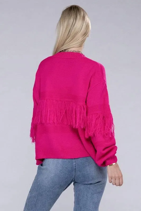 Women's tassle open cardigan