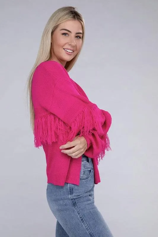 Women's tassle open cardigan