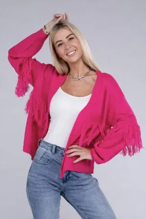 Women's tassle open cardigan