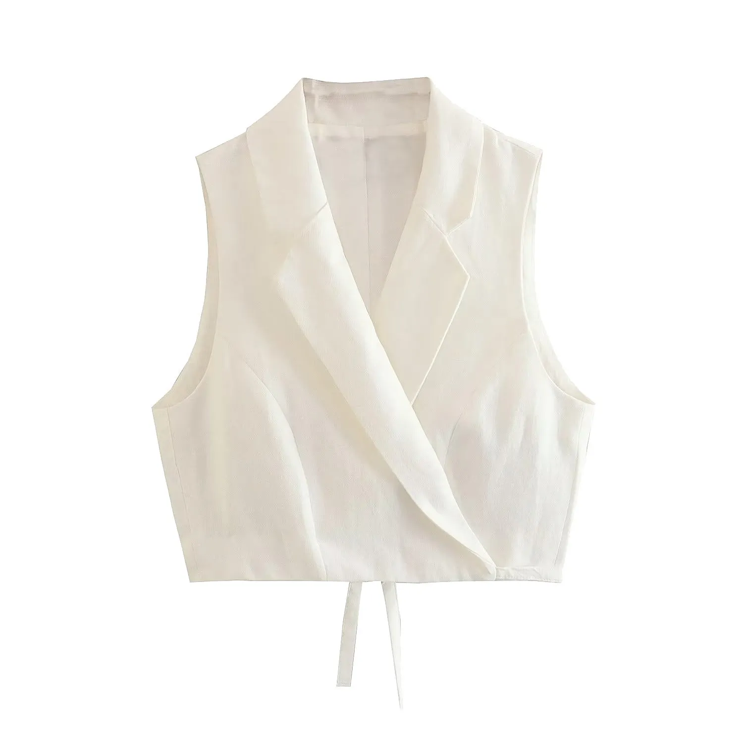 Women's Tie Back Lapel Neck Crop Vest