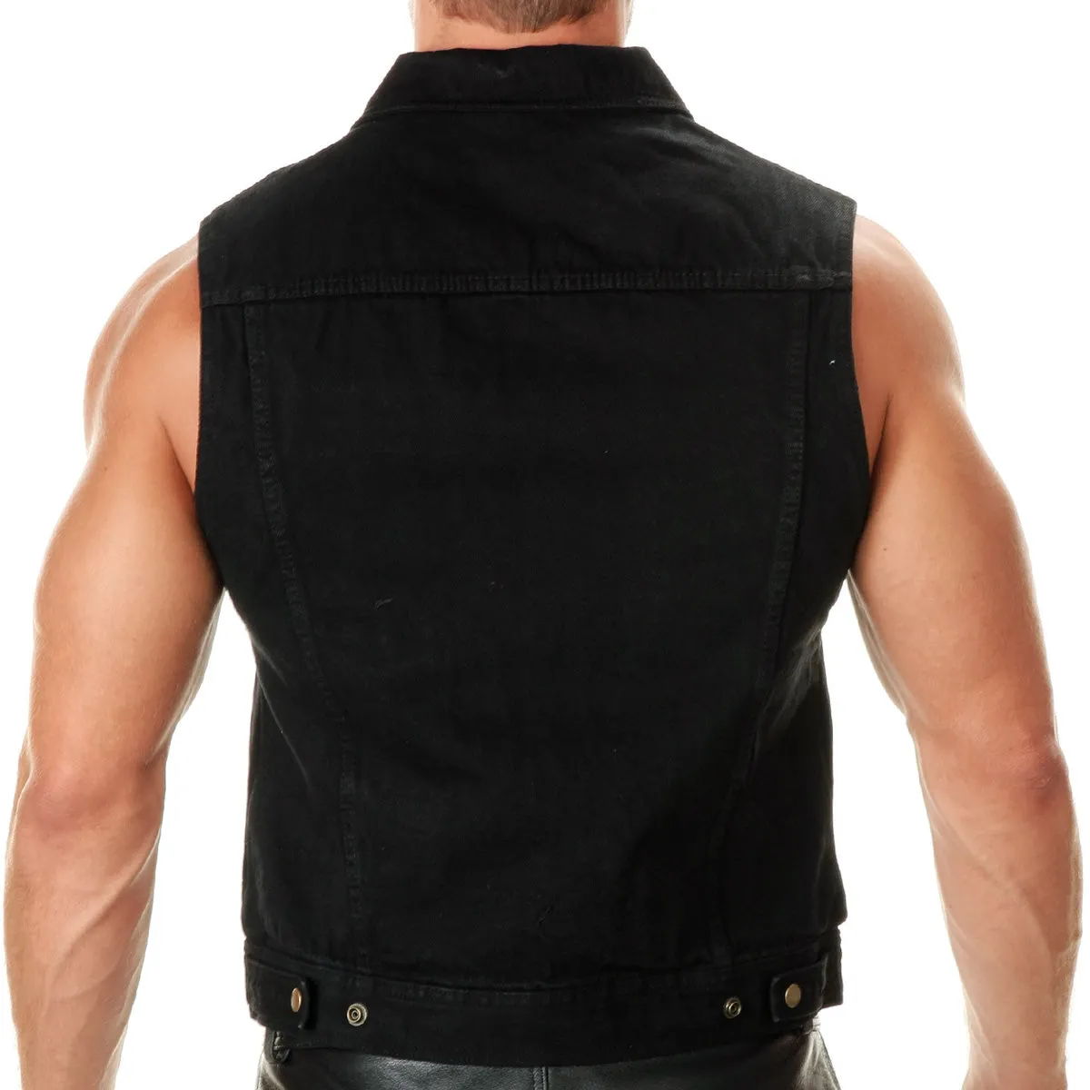 Xelement B285 Men's 'Dirty' Black Denim Motorcycle Rider Vest with