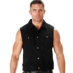 Xelement B285 Men's 'Dirty' Black Denim Motorcycle Rider Vest with